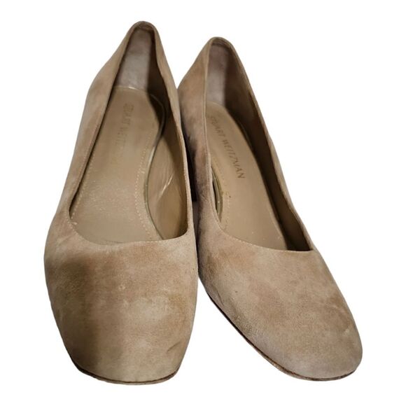 STUART WEITZMAN Mary Mid Beige Tan Suede Pump - Size 9 - Picture 2 of 9